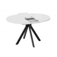 Стол обеденный раздвижной Стокгольм Тип 1 (Черный муар, Стекло глянцевое белое) - Изображение 2